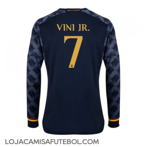 Camisa de Futebol Real Madrid Vinicius Junior #7 Equipamento Secundário 2023-24 Manga Comprida